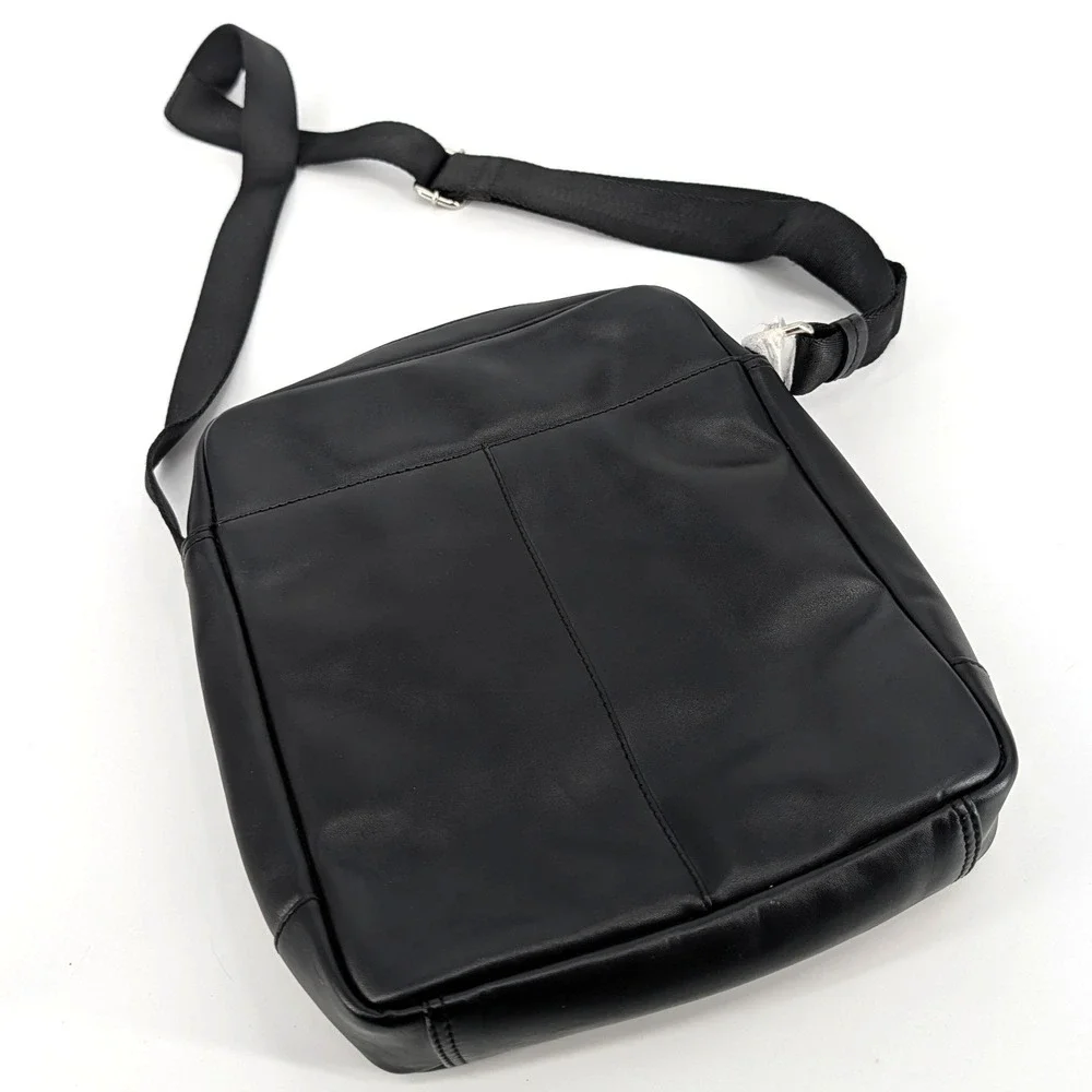 Cross Black Leather Crossbody Bag Messenger Adjustable Strap Silver Logo NWOT